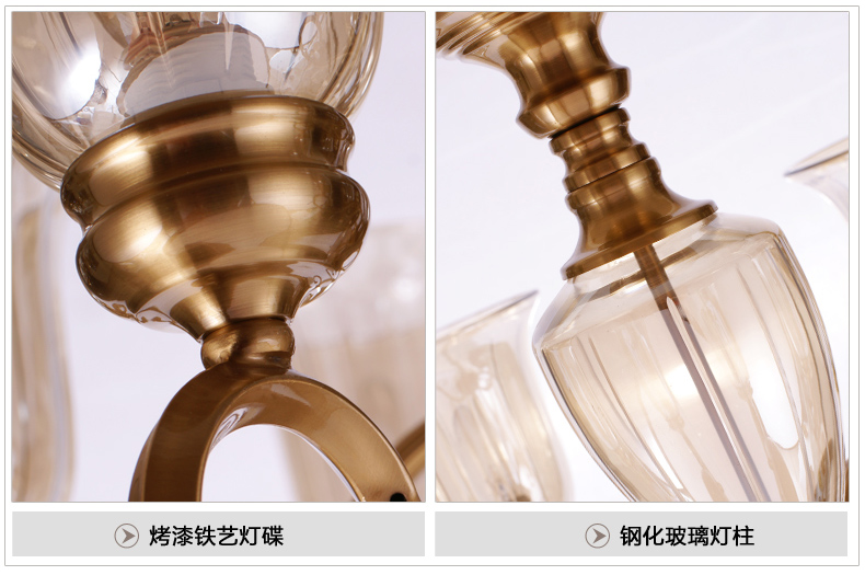 美式吊灯餐厅客厅吊灯 现代卧室吊灯 简约仿铜欧式吊灯 0260-8