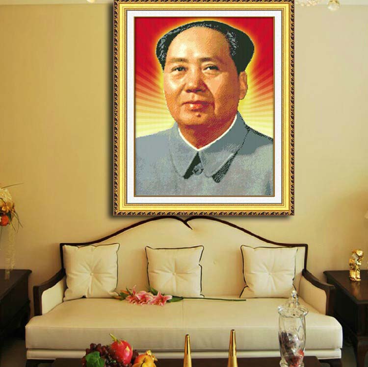 皇家至尊蒙娜丽莎十字绣新款玄关走廊大幅沙发立体画立体绣中堂画3D系列画毛主席革命人物 3D丝线毛主席45*60厘米.