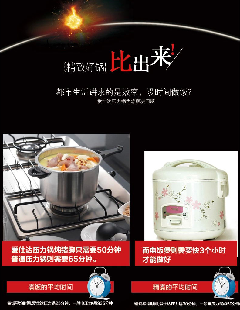 爱仕达高压锅26CM带蒸格压力锅6保险电磁炉通用  JX7526TE