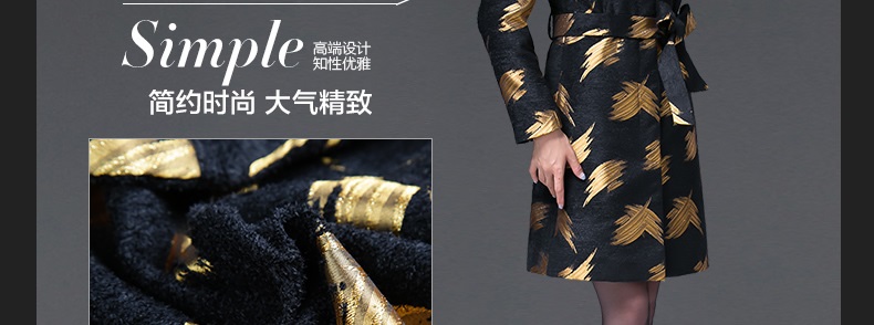 西悦2015新款秋装女式风衣外套 大码单排扣 女风衣修身中长款1295 金丝黑 M