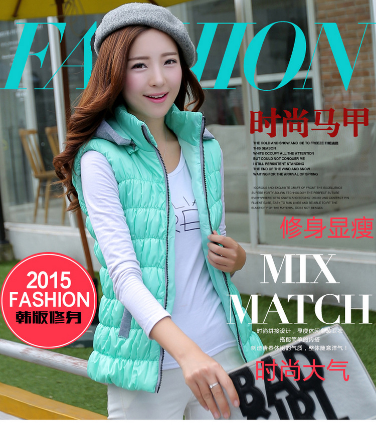 羊致2015年秋装新款马甲背心秋冬女短款时尚羽绒棉马夹坎肩潮JA004_25606 黄色 均码