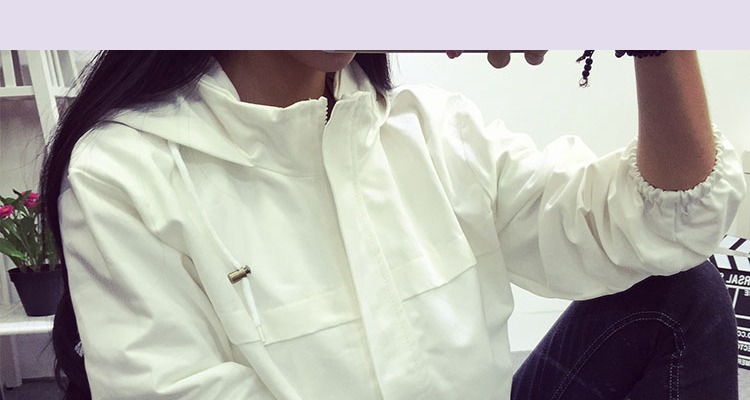 公主蓬特春秋连帽抽绳简约原宿风薄款长袖工装外套夹克女学生潮G 驼.色 M