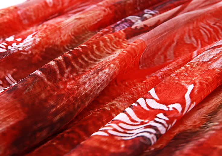 月光石2015夏季新款欧美气质小v领印花修身雪纺中长连衣裙女5014 红色