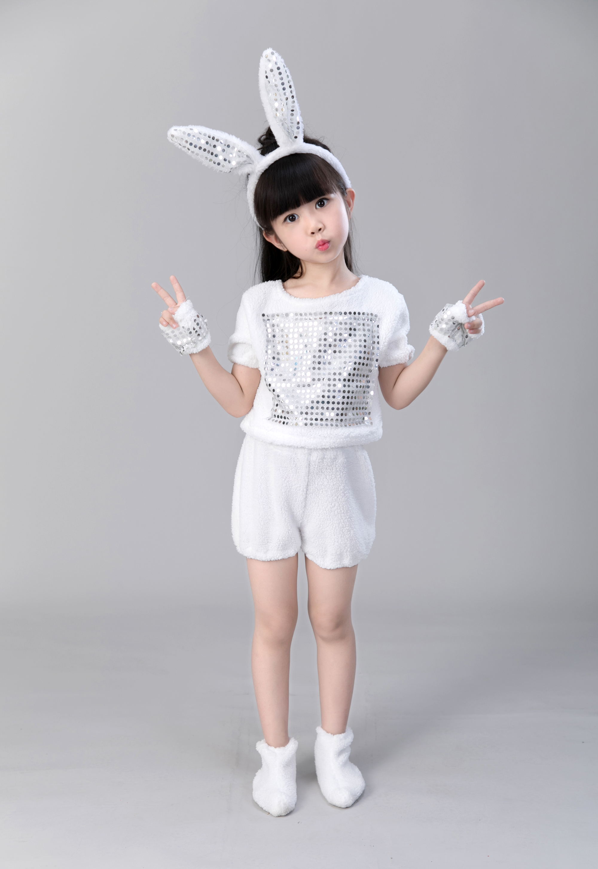 六一儿童小兔子表演服装小白兔演出服女童兔子卡通服小动物舞蹈服