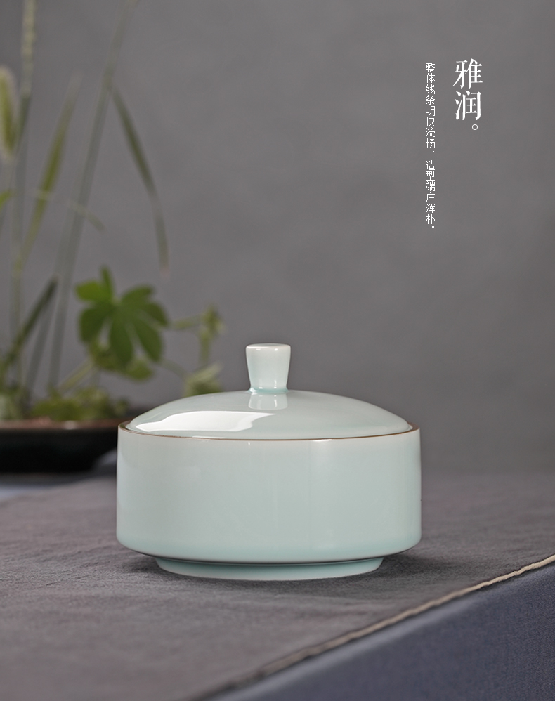 
                                        饮致 陶瓷茶叶罐景德镇仿古色釉储茶罐大号茶仓平盖存茶罐 孔雀绿                