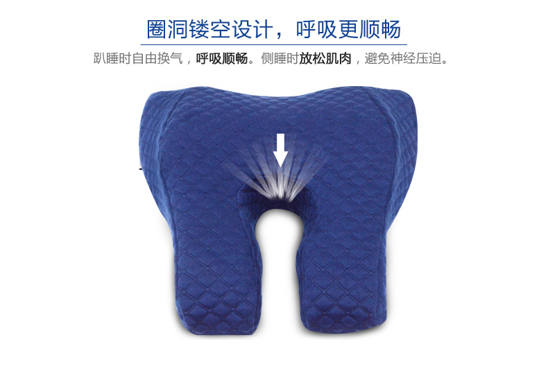 
                                        渐渐康 办公室午睡枕 U型趴睡枕 手枕抱枕靠枕记忆棉 午休神器 蓝色 36*35*12cm                