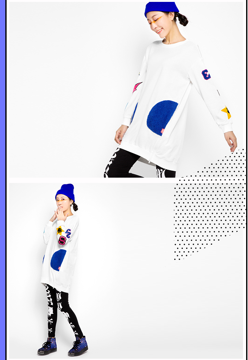 PASS女装秋冬新款 长袖撞色短款连衣裙6532411095 黑色 M
