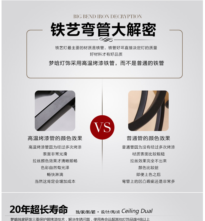 梦晗北美欧式灯吸顶灯铁艺卧室灯餐厅过道灯灯具灯饰2027 2027-6(头)
