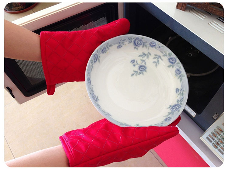 
                                                            烘焙工具 耐高温手套 隔热手套 隔热防烫加厚棉质手套1对 绿色                