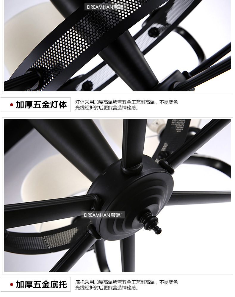 梦晗吊灯欧美式乡村现代简约铁艺客厅卧室灯餐厅灯具灯饰2026 3头米黄色灯罩