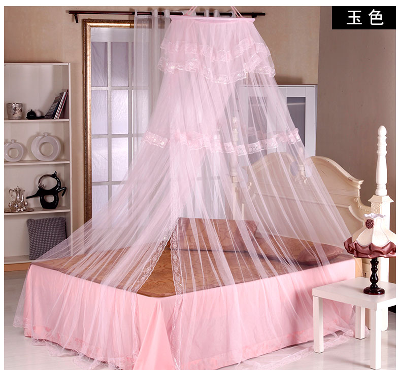 美兰丝琪家纺 蚊帐夏 圆顶吊顶式蚊帐D-1118 粉红色  1.5m/1.8m床通用