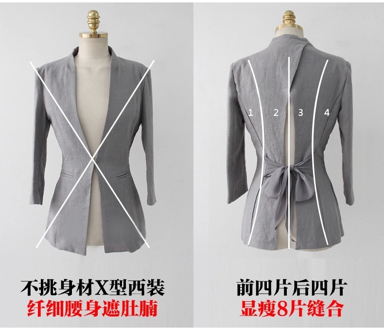 莫纳里尔monalier2015韩版秋季新款定制后开叉小西装OL职业外套 灰色 XL