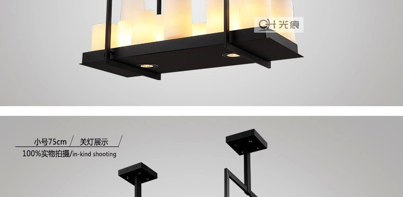 梦晗灯具北欧美式乡村吊灯 中式创意LED烛台云石复古餐厅工业控吊灯8001 95cm*36cm送5Wled