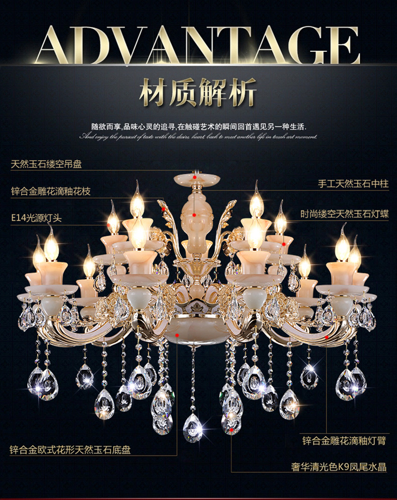 【仕邦】 欧式锌合金玉石水晶吊灯 客厅吊灯餐厅别墅奢华简约大气蜡烛吊灯具  X5139 奢华锌合金单头壁灯+LED灯泡