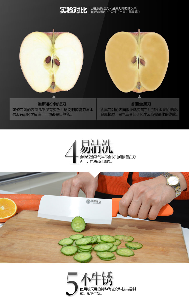 道斯菲尔（DORSIFR BRAND） ABS陶瓷刀创意4件套套装 全能厨房刀具水果刀礼盒 紫色