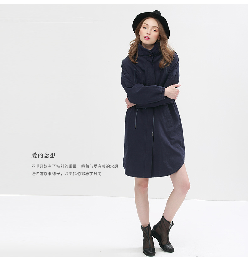 
                                        谜底2016新款文艺纯棉风衣外套女中长款5CDW0130 棕绿 XL                