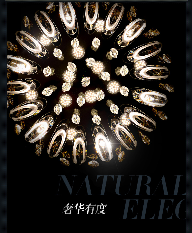摩灯会 led水晶吸顶灯圆形 卧室灯温馨现代简约餐厅客厅灯具大气 63cm圆形