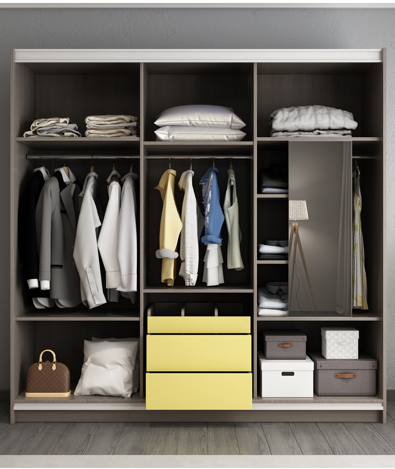 组装滑门储物衣服柜经济型柜子储物组合加固简约塑料大衣柜多功能树脂