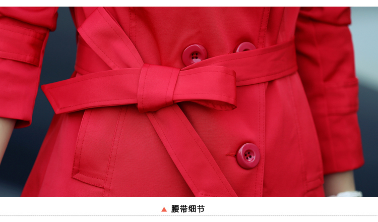薇乐依秋季风衣女短款2015春秋新款韩版修身显瘦女式风衣薄外套大码秋装 红色 M