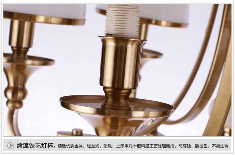 美式吊灯餐厅客厅吊灯 现代卧室吊灯 简约仿铜欧式吊灯 0255-6