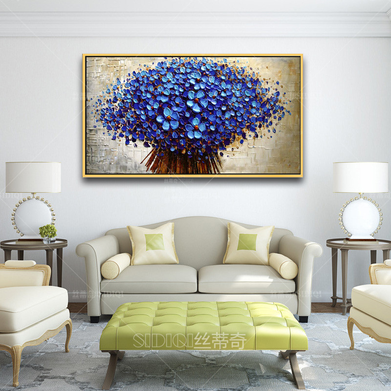 
                                        丝蒂奇SIDIQI现代新中式纯手绘艺术油画客厅挂画餐厅装饰画时尚家居壁饰抽象花卉有框画/红 B款 高40*宽80                