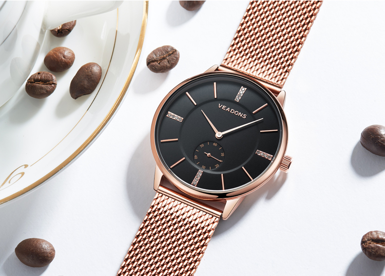 威顿veadons手表女士优雅钢带男女表防水防划石英表简约时尚情侣手表