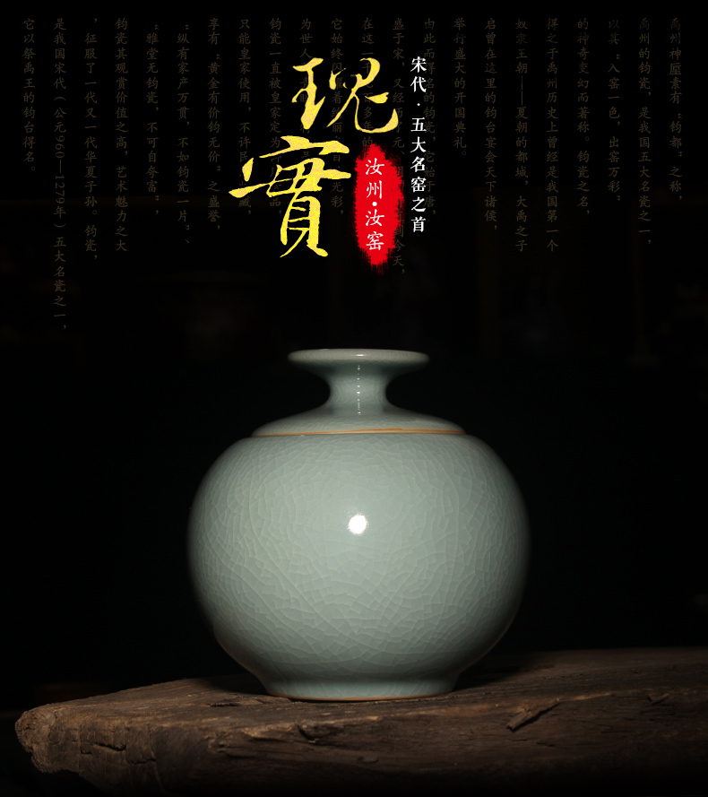 棠诗汝窑陶瓷茶叶罐普洱茶叶密封罐醒茶罐中高档礼品储存盒大号 粉青色 粉青色