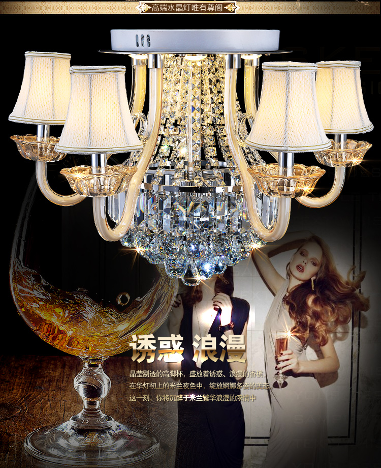 
                                        尊阁欧式原创水晶灯LED水晶吸顶灯148客厅灯卧室灯圆形灯具灯饰 标准版 5头                