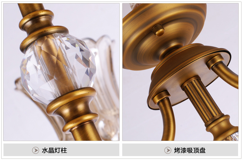 美式吊灯餐厅客厅吊灯 现代卧室吊灯 简约仿铜欧式吊灯 0269-6