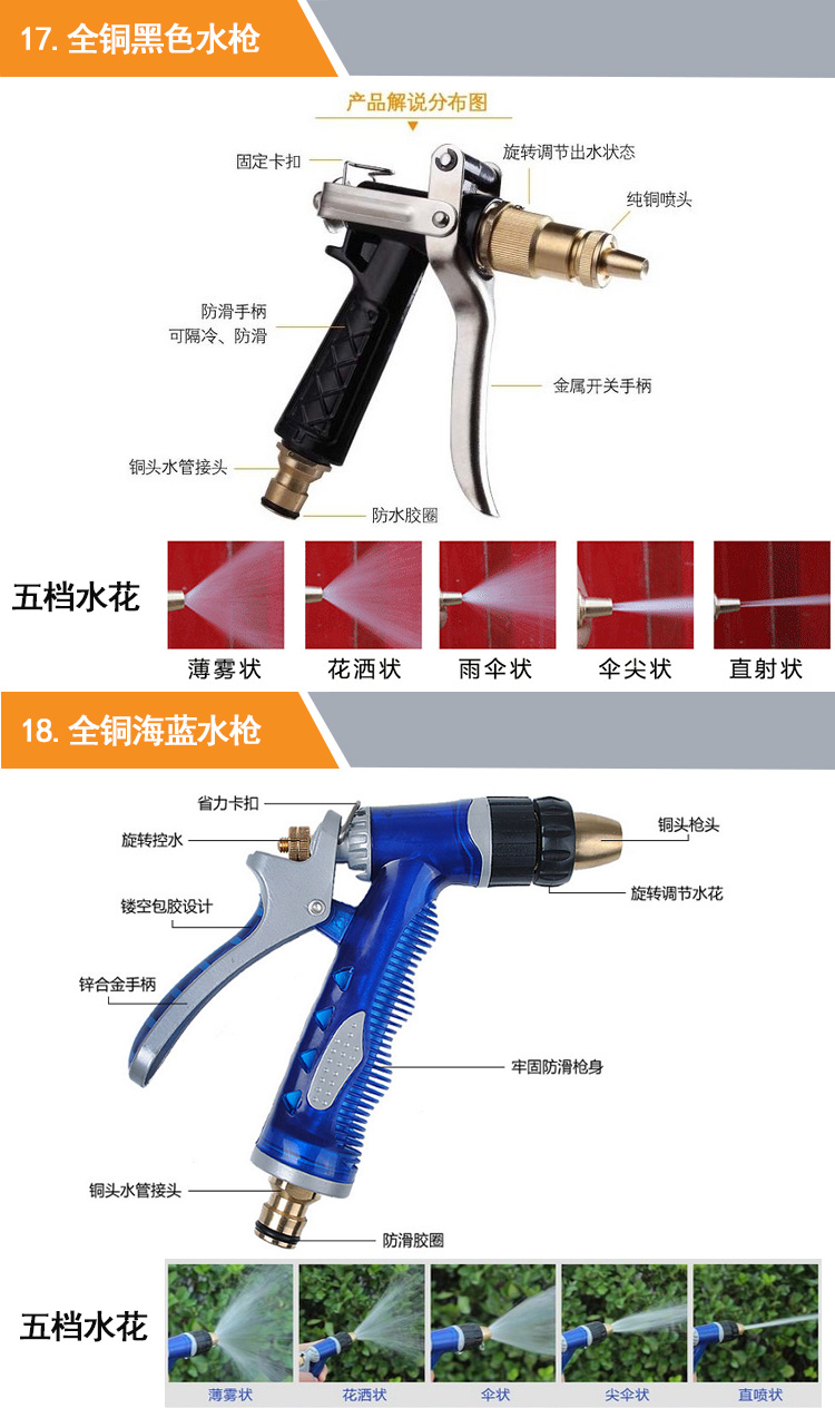 适用于伸缩水管高压水枪洗车水管软管洗车水枪洗车器水管接头配件大全