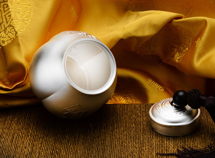 百年匠器 银茶叶罐s999足银茶具莲花罐商务银礼_ 3折现价1995元