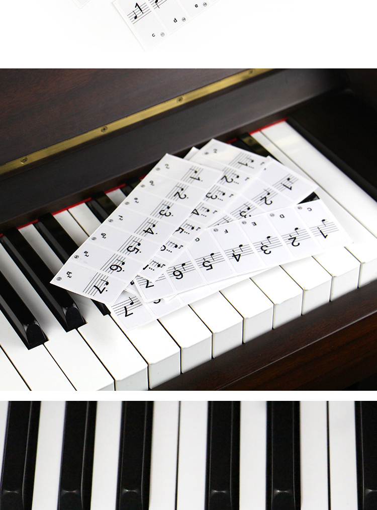 琴童宝 88键钢琴音符音标键盘贴 五线谱贴纸(无粘胶)不伤琴 钢琴键盘