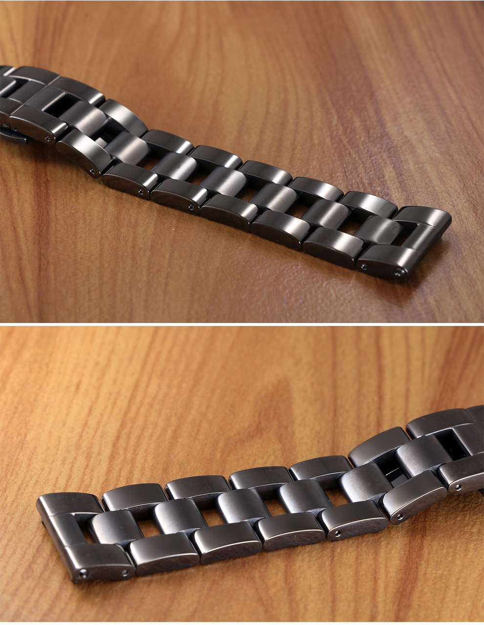 阿玛尼armani黑色男手表表链 精钢手表带不锈钢钢表链双按蝴蝶扣配件