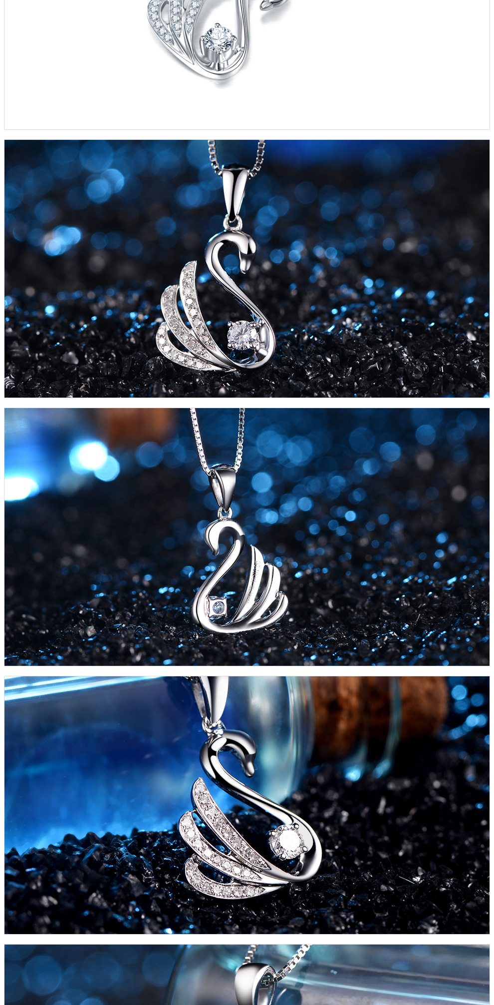 爱度珠宝 doido白18k金钻石吊坠 时尚项链 天鹅项坠 礼物- 羽逸