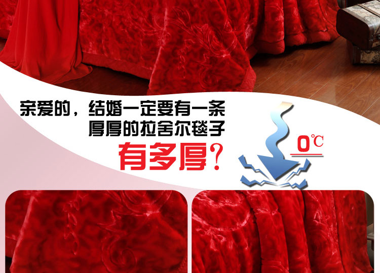 尚槿家纺 贵族加厚拉舍尔毛毯 婚庆送礼毛毯 艺术毯子  双面花纹冬季双层单人双人毯 米白