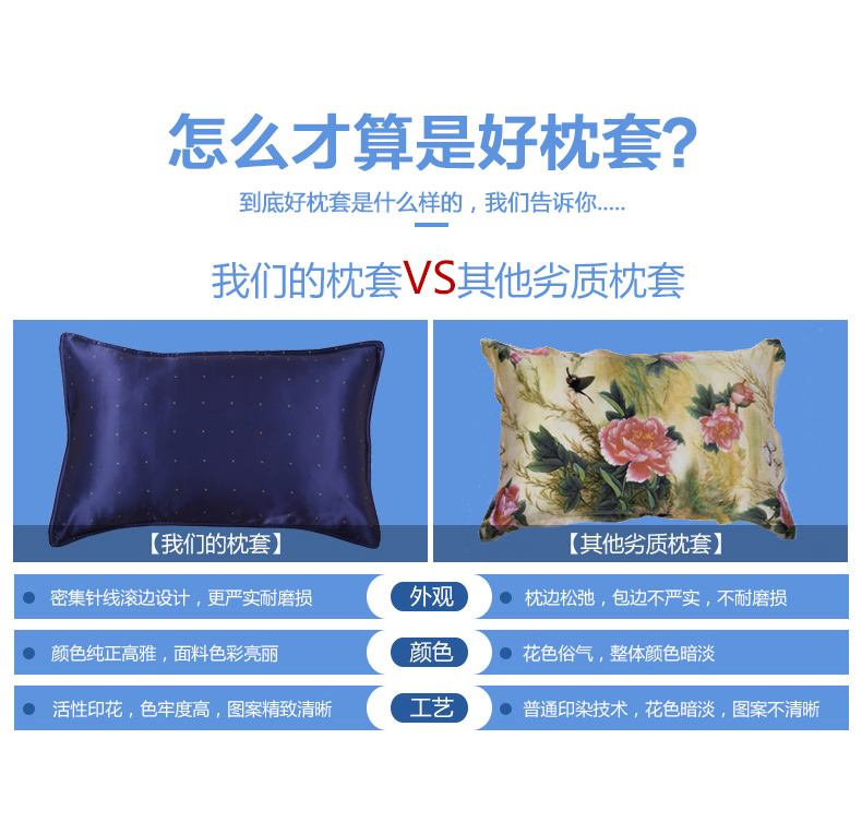 
                                        华氏蚕人100%桑蚕丝枕巾双面真丝活性印花枕套加厚丝绸家居高端枕头套 白底金花 单只                