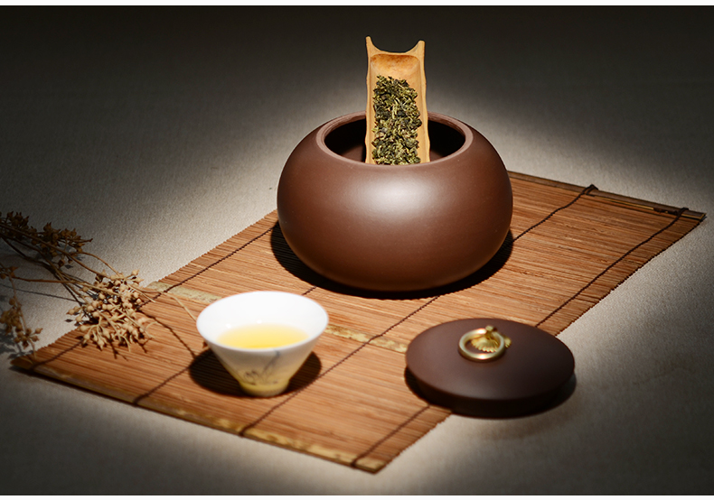 
                                        晨茗 宜兴紫砂茶叶罐普洱醒茶罐原矿紫泥散茶罐密封大号西施罐                