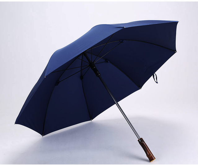 商务伞男女晴雨伞两用双人太阳伞创意复古加固 抗风 纯蓝色(皮革手柄)