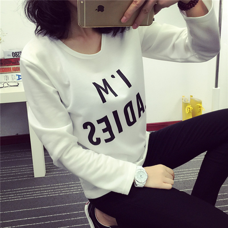 纯束春秋套头圆领卫衣女韩版运动宽松长袖显瘦薄款学生上衣 白色 M