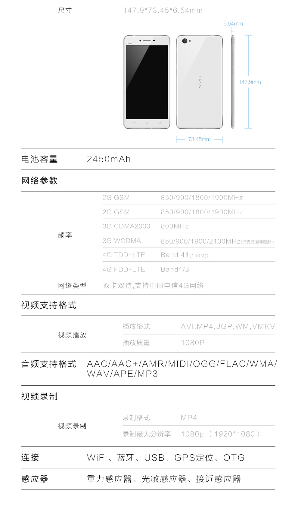 vivo X5ProV 电信4G手机 极光白