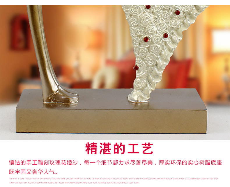 
                                        欣润 雕塑人物摆件电视柜客厅装饰品落地小工艺品纪念日创意定制 玫瑰粉  YS-Y001                