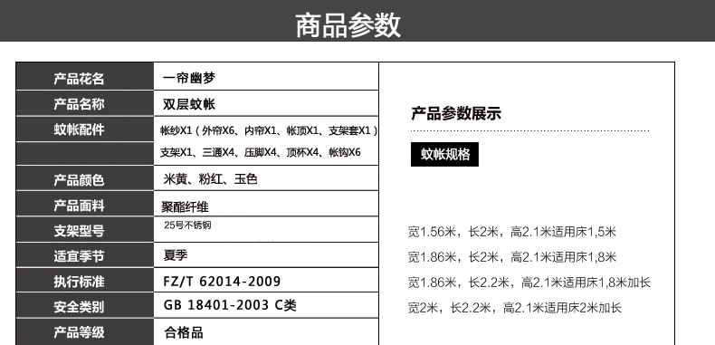 婉爱家纺 宫廷蚊帐 双层欧式三开门加粗不锈钢方形蚊帐 一帘幽梦-粉色 1.8*2m床25mm