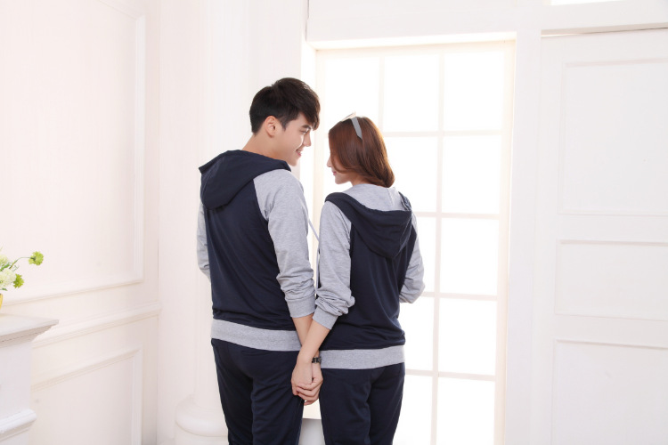 
                                        衣韵意 情侣装休闲运动套装长袖开衫卫衣休闲服学生班服韩版春套装女两件套2890 灰 色 XXXL                