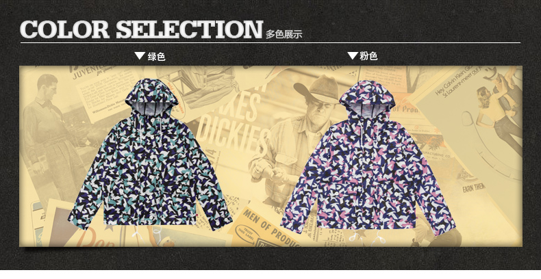 Dickies秋季新款女式夹克宽松防风透气印花薄外套dk237 粉色 (M) 160/84A