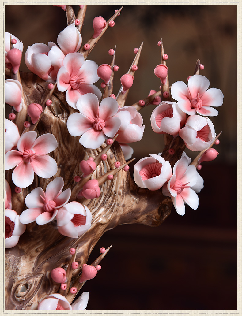 东方泥土陶瓷梅花瓷花雕塑艺术工艺品中式摆件一品梅d28008一品梅