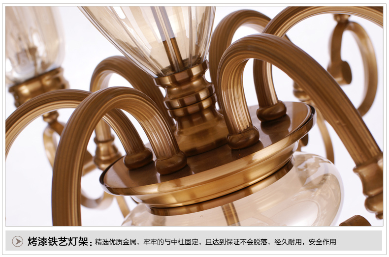 美式吊灯餐厅客厅吊灯 现代卧室吊灯 简约仿铜欧式吊灯 0260-8