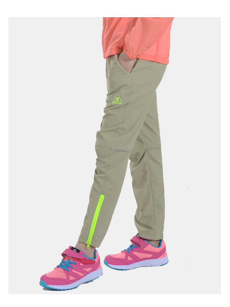 斯博兰帝儿童速干裤户外裤男童女童夏季薄款长款运动裤休闲裤军绿色