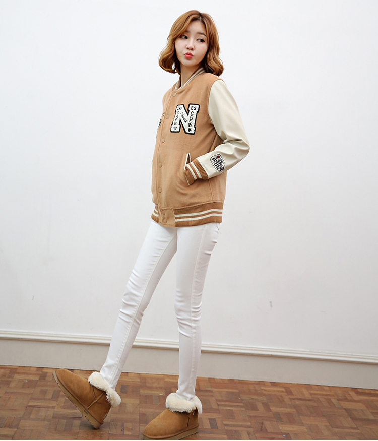 莎木之城 2015秋装新款撞色拼接休闲宽松短款棒球服女外套 S9001 藏青色 M