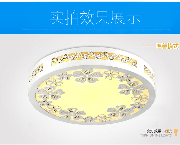 蒙特丽 客厅卧室灯书房餐厅过道省电王LED吸顶灯 MY-樱花(圆）简约田园木艺灯具(B) 30CM LED正白光12W
