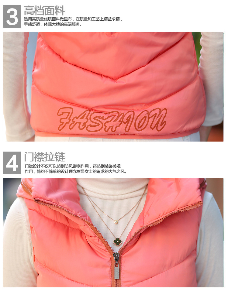 Va 2015秋冬季新款韩版女装羽绒棉服马甲短款外套棉衣背心马夹女棉袄 连帽 红色 L